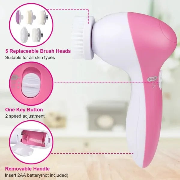 5-in-1 Waterproof Facial Cleansing Brush