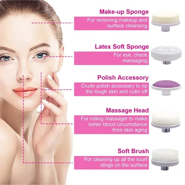 5-in-1 Waterproof Facial Cleansing Brush